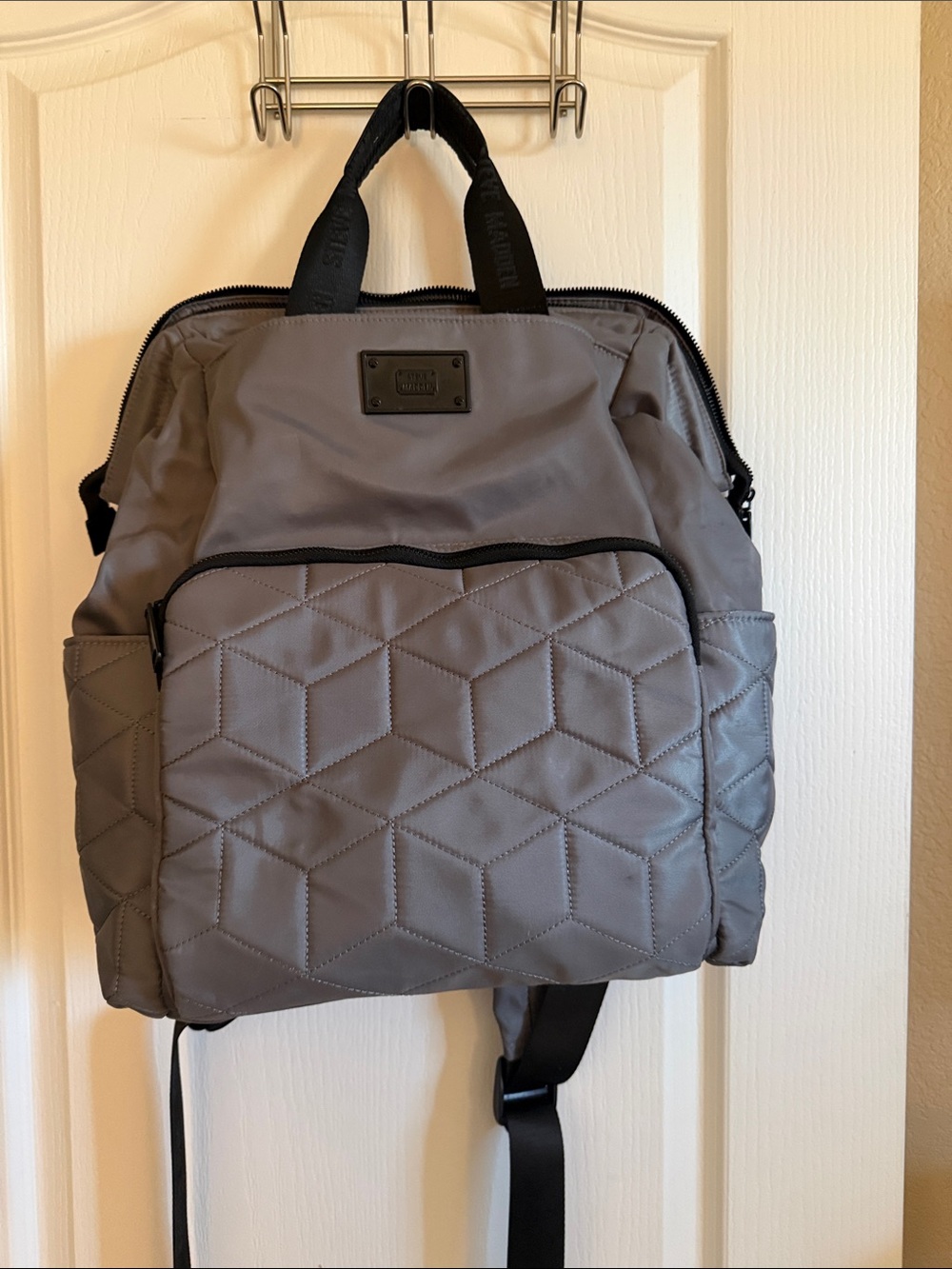 Steve Madden Gray Quilted Backpack